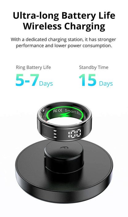 Zesvra smart ring, offering ultra-long battery life with a battery life of 5-7 days, and standby time of 15 days. 