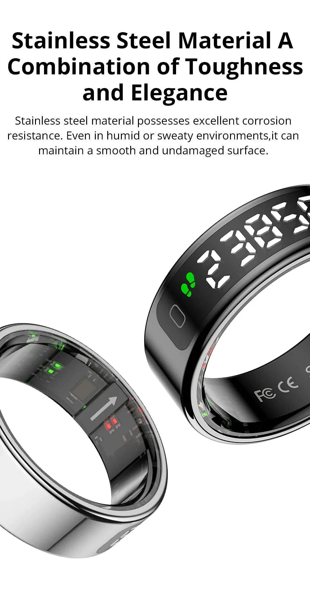 Zesvra smart ring made with stainless steel material, offering a combination of toughness and elegance.